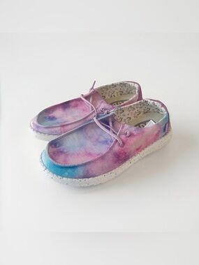 Hey Dude Sz 3 Y Girls Wendy Youth Dreamer Shoes Tie Dye Unicorn Slip On Casual